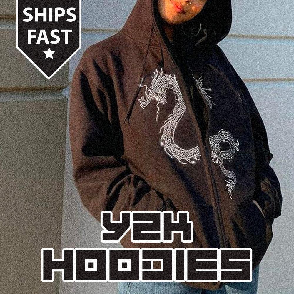 Y2K Zip Up Hoodies Retro Letter Print Oversized Hooded Streetwear Hip Hop  Coat T