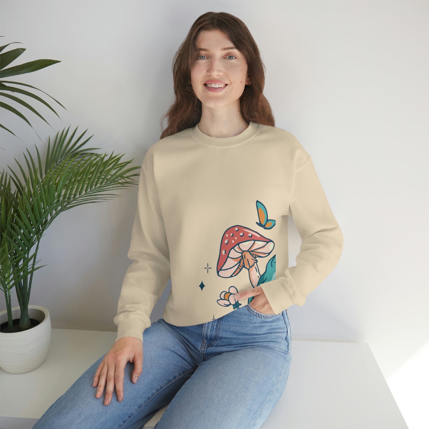 Cottagecore Aesthetic Mushrooms and Frog Sweatshirt
