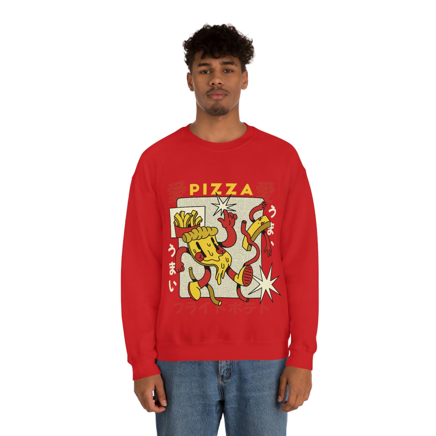 Japanese Aesthetic Pizza Cartoon Sweatshirt
