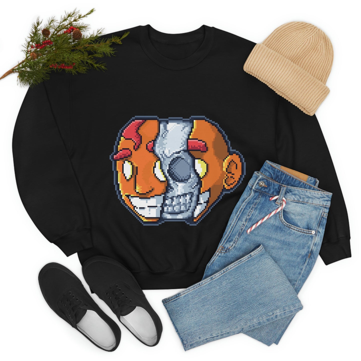 Pixel Split Skull Sweatshirt