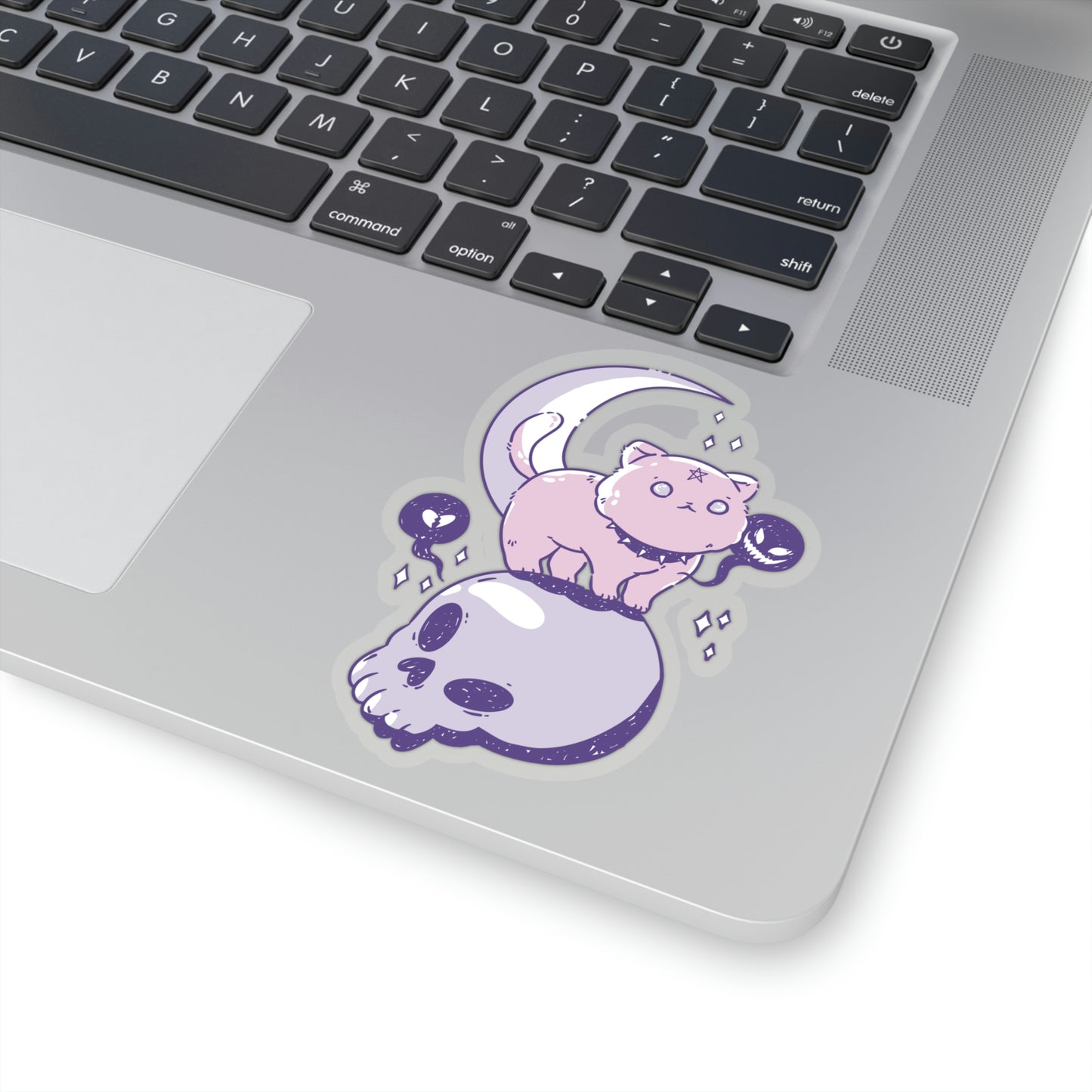 Pastel Goth Cat On Skull Goth Aesthetic Sticker