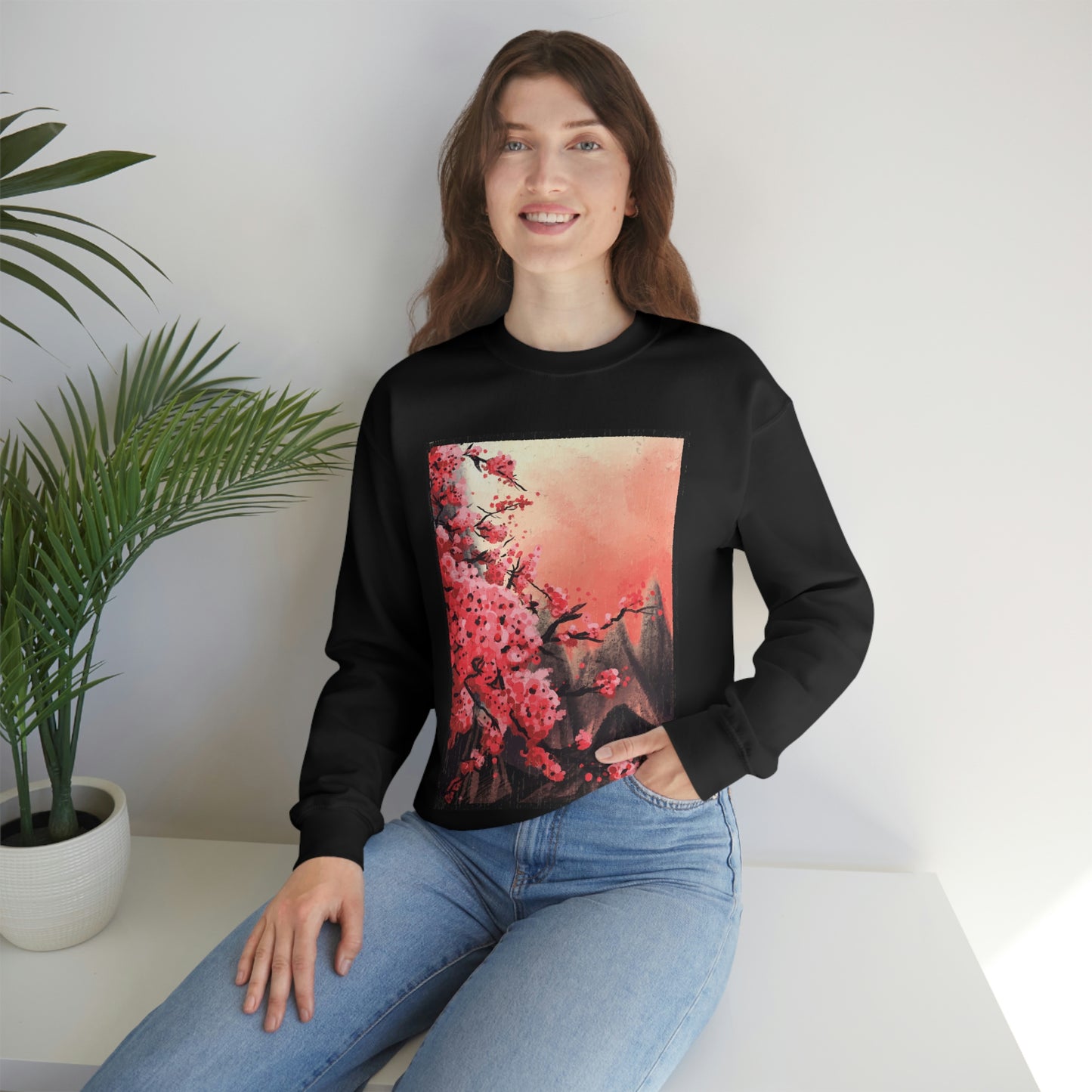 Indie Japanese Art, Japan Streeetwear Retro, Japanese Aesthetic Blossom Sweatshirt
