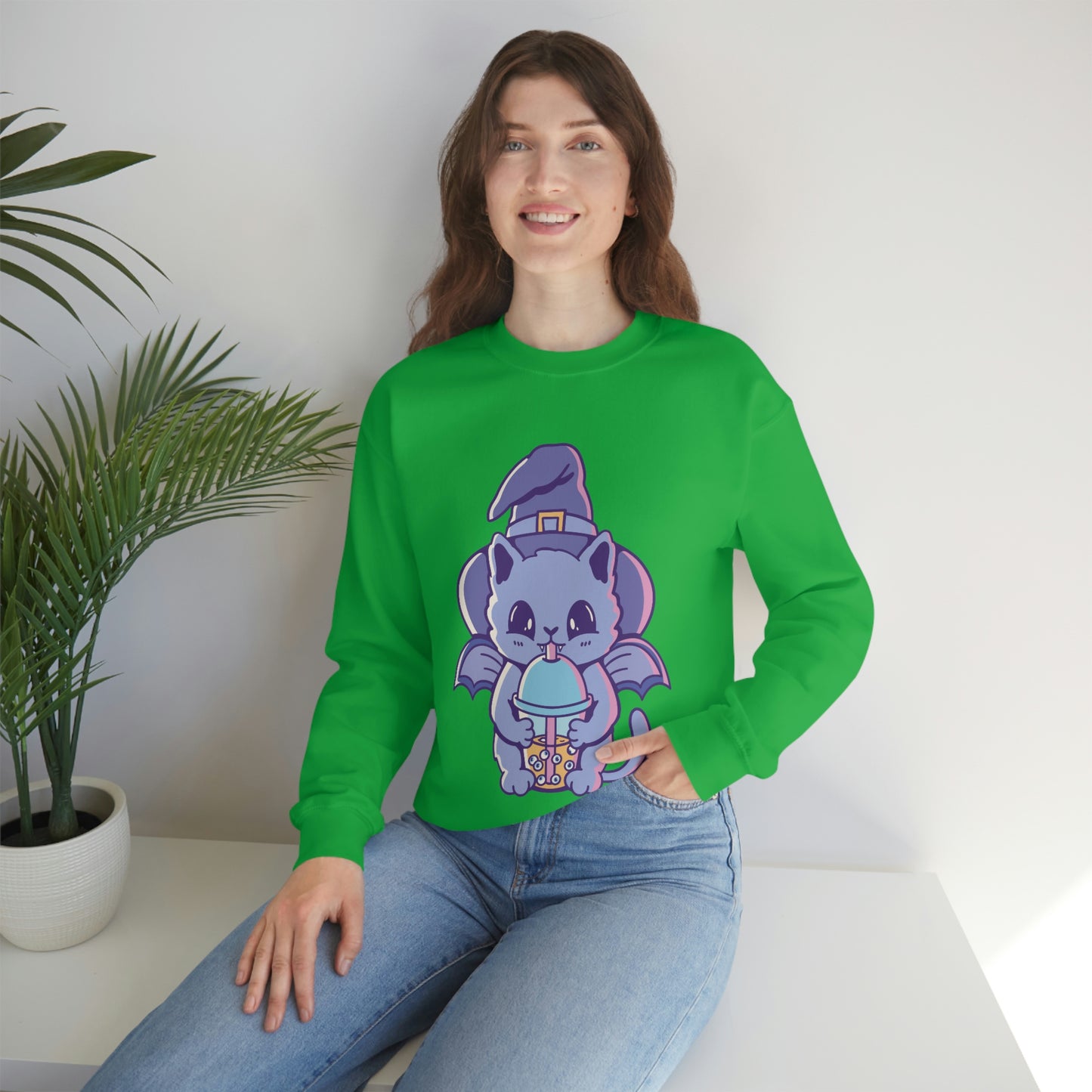 Pastel Goth Cat Witch, Goth Aesthetic Sweatshirt