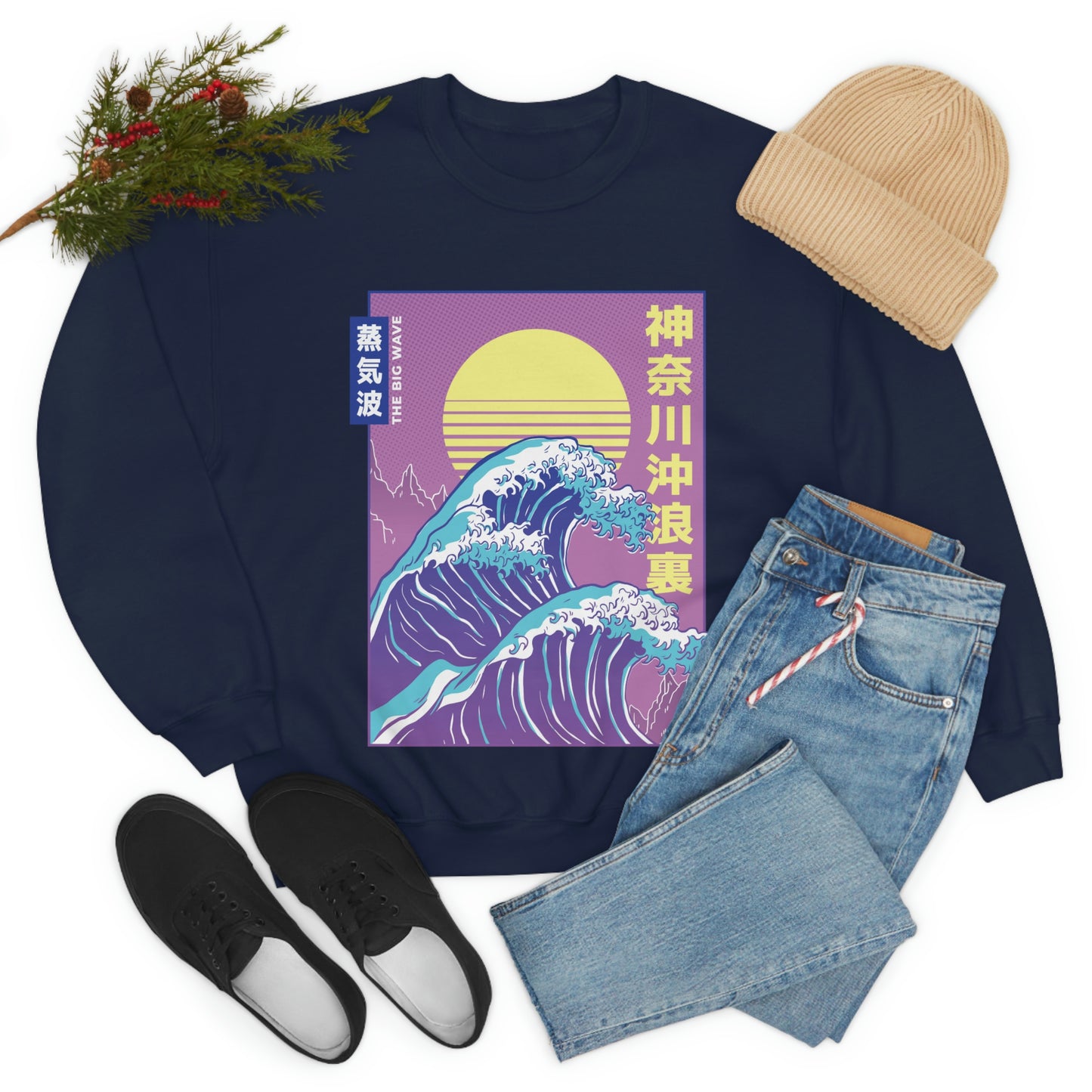 Japanese Aesthetic Vaporwave The Great Wave off Kanagawa Sweatshirt