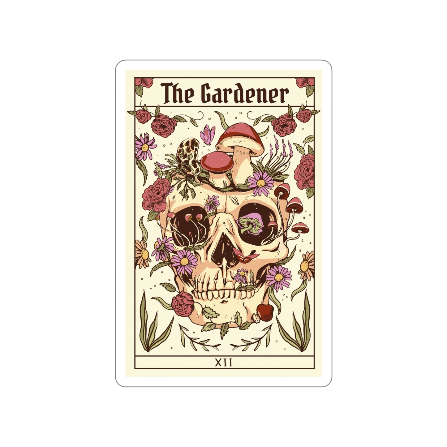Tarot Card The Gardener Skull Sticker