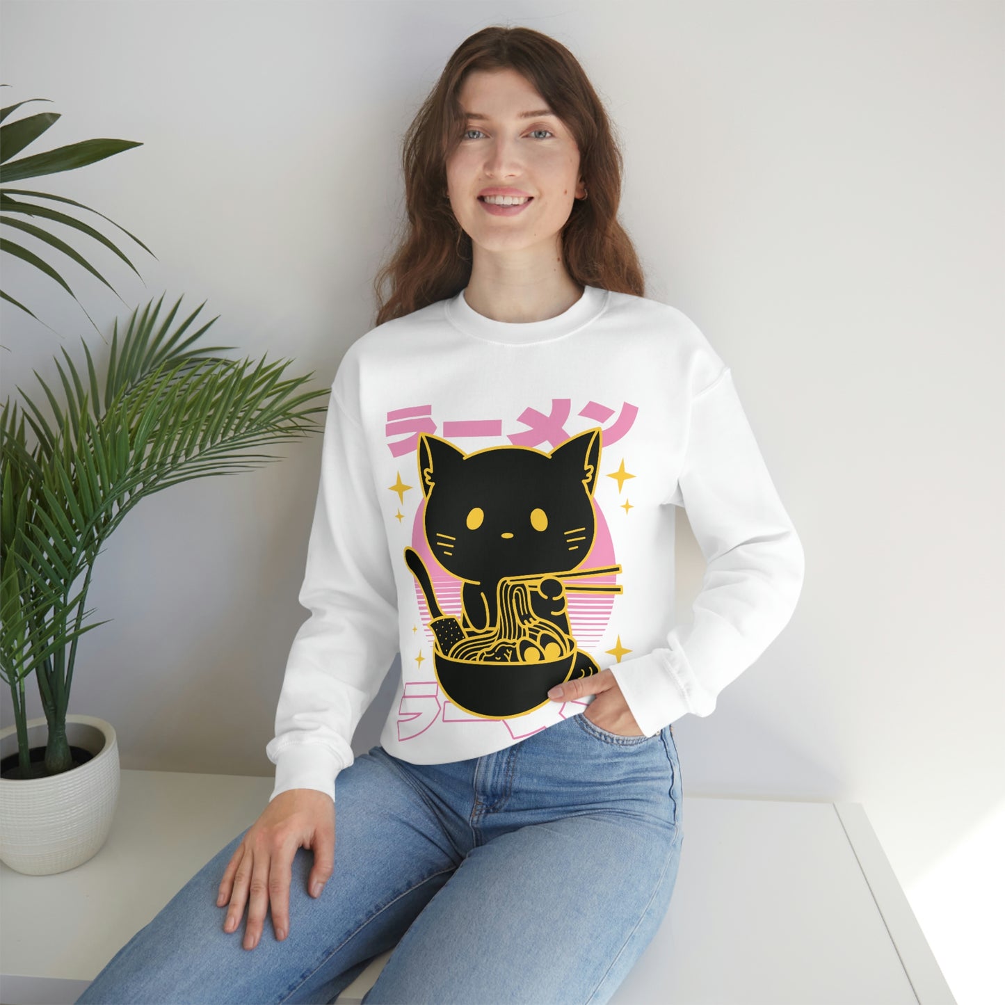Kawaii Sweatshirt, Kawaii Clothing, Kawaii Clothes, Yami Kawaii Aesthetic, Pastel Kawaii Sweatshirt Cat Ramen Sweater Sweatshirt