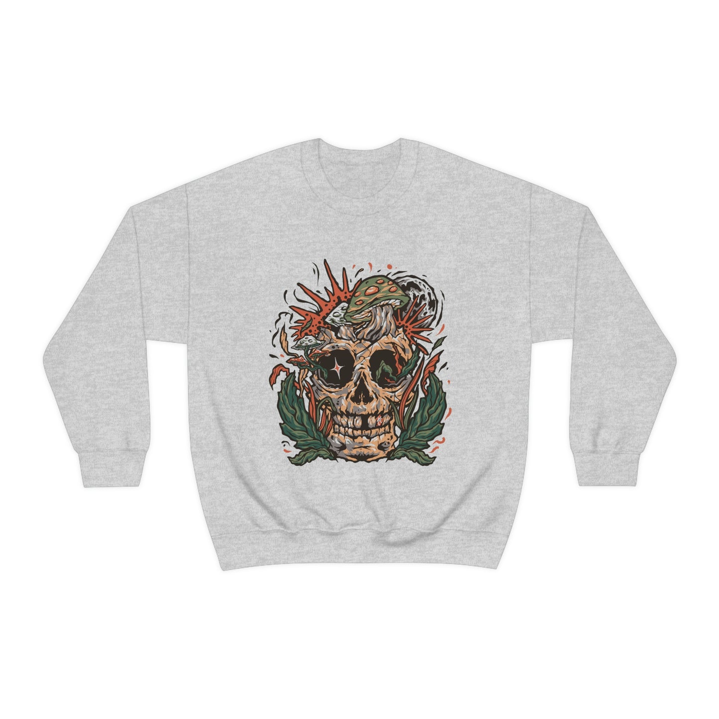 Cottagecore Skull and Mushrooms Floral Sweatshirt