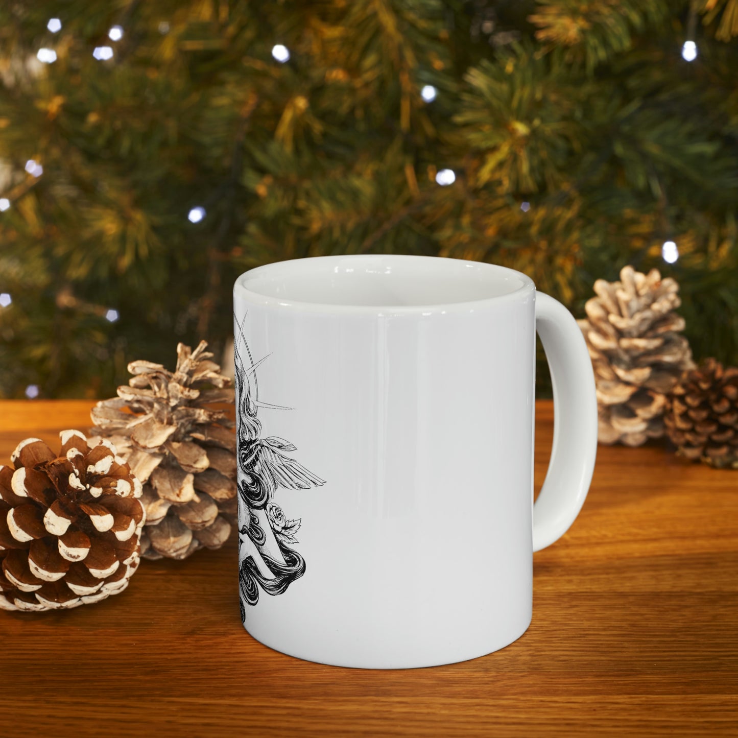 Dark Aesthetic Crying Women White Ceramic Mug