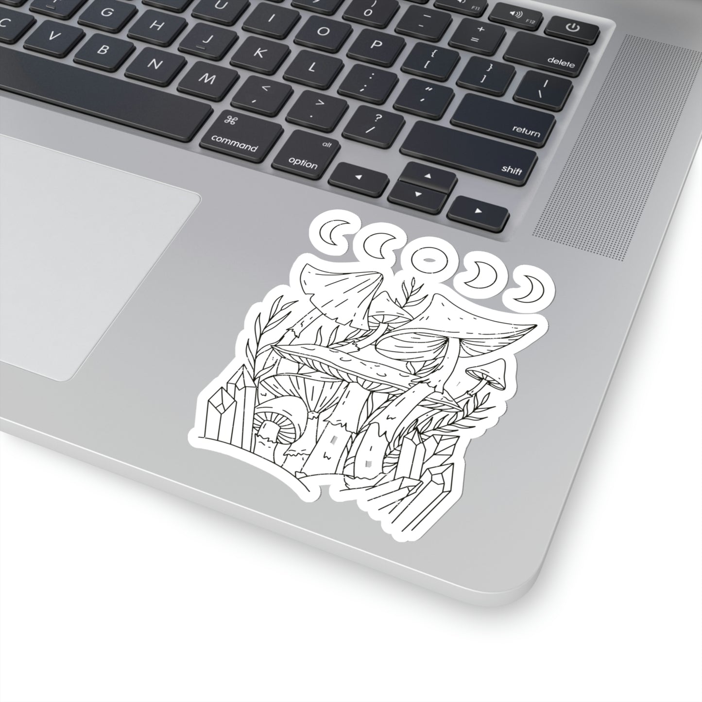 Cottagecore Mushroom Moon Phases Line Art Sticker