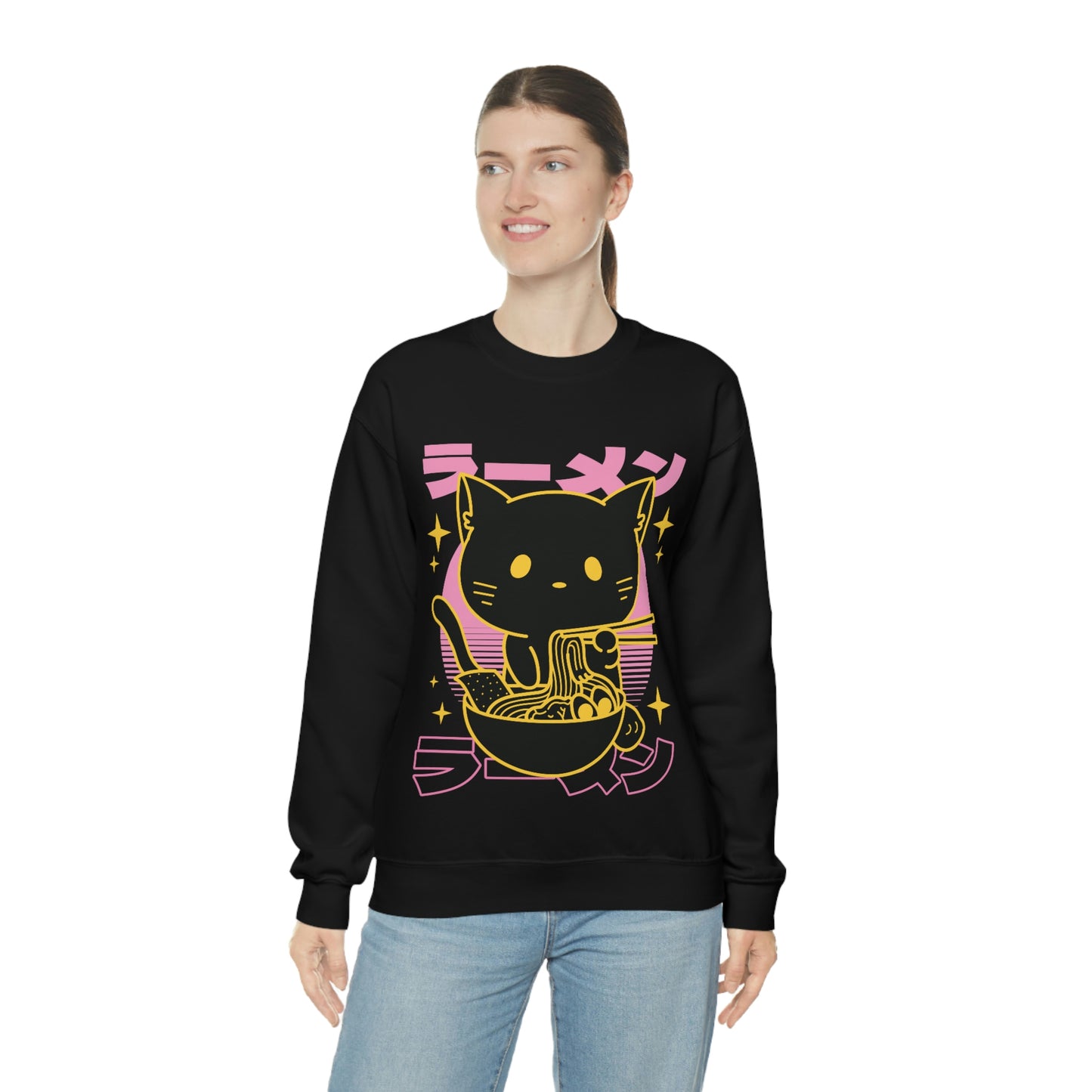 Kawaii Sweatshirt, Kawaii Clothing, Kawaii Clothes, Yami Kawaii Aesthetic, Pastel Kawaii Sweatshirt Cat Ramen Sweater Sweatshirt