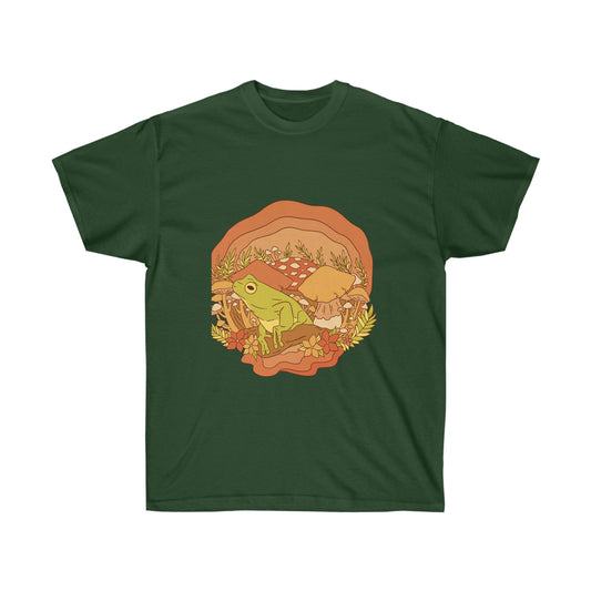 Cottagecore Aesthetic Mushrooms and Frog T-Shirt