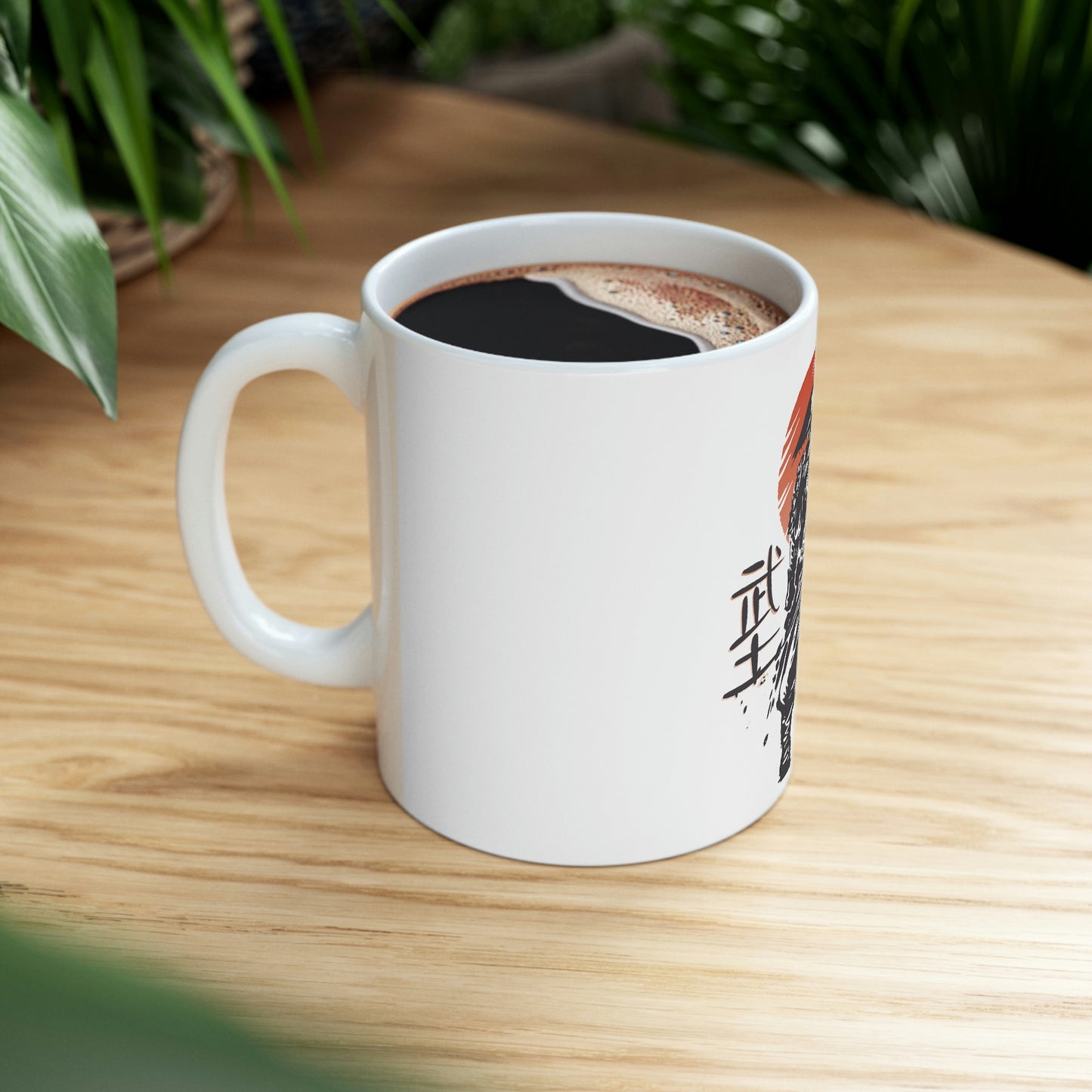 Japanese Aesthetic Samurai Graphic White Mug