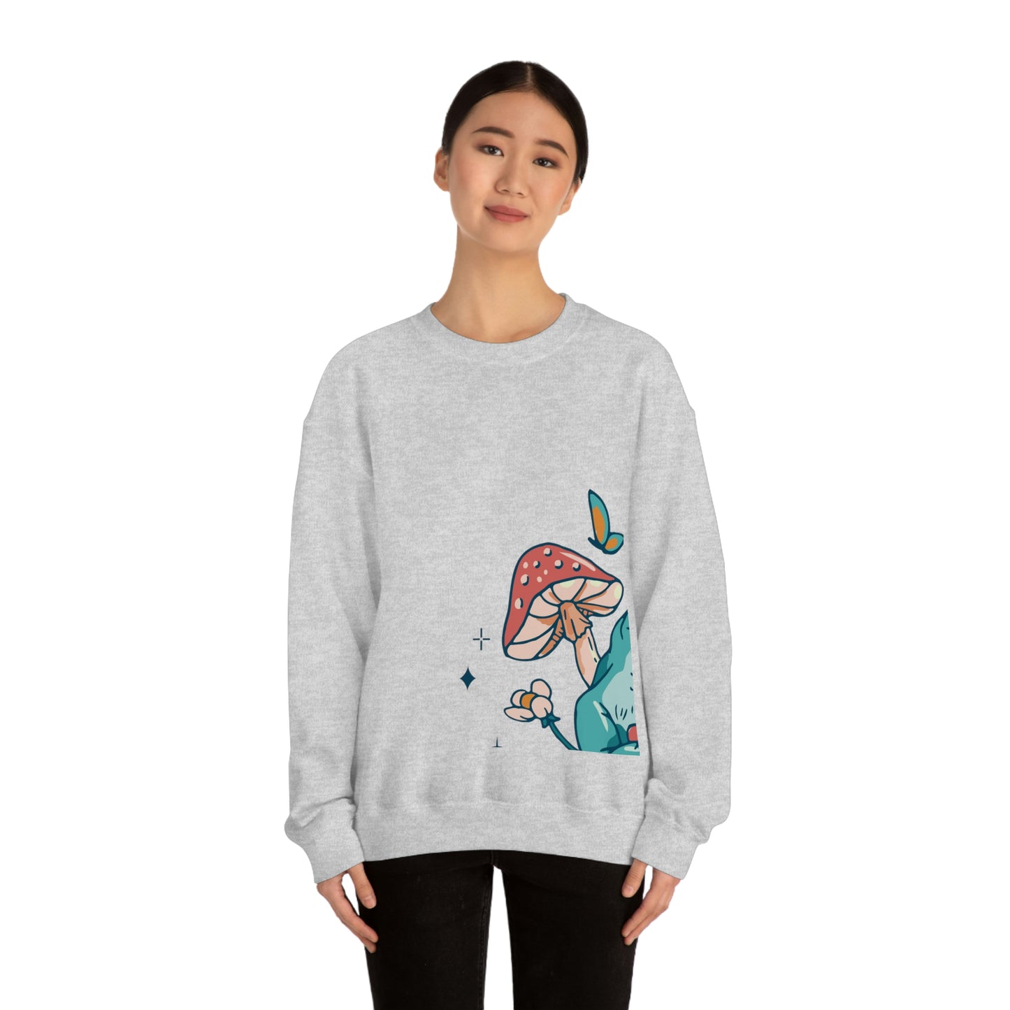 Cottagecore Aesthetic Mushrooms and Frog Sweatshirt