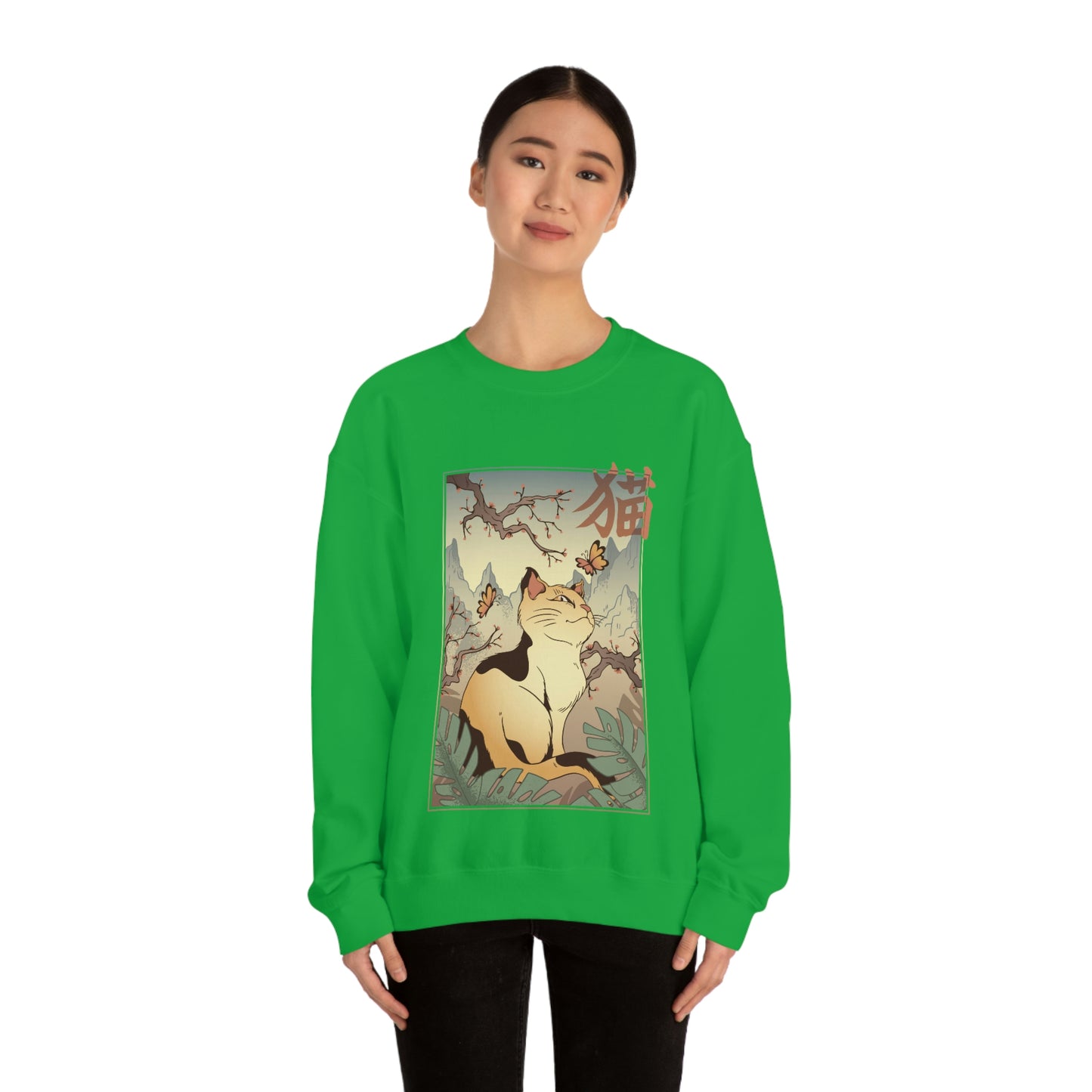 Indie Japanese Art Retro, Japanese Aesthetic Cat Sweatshirt