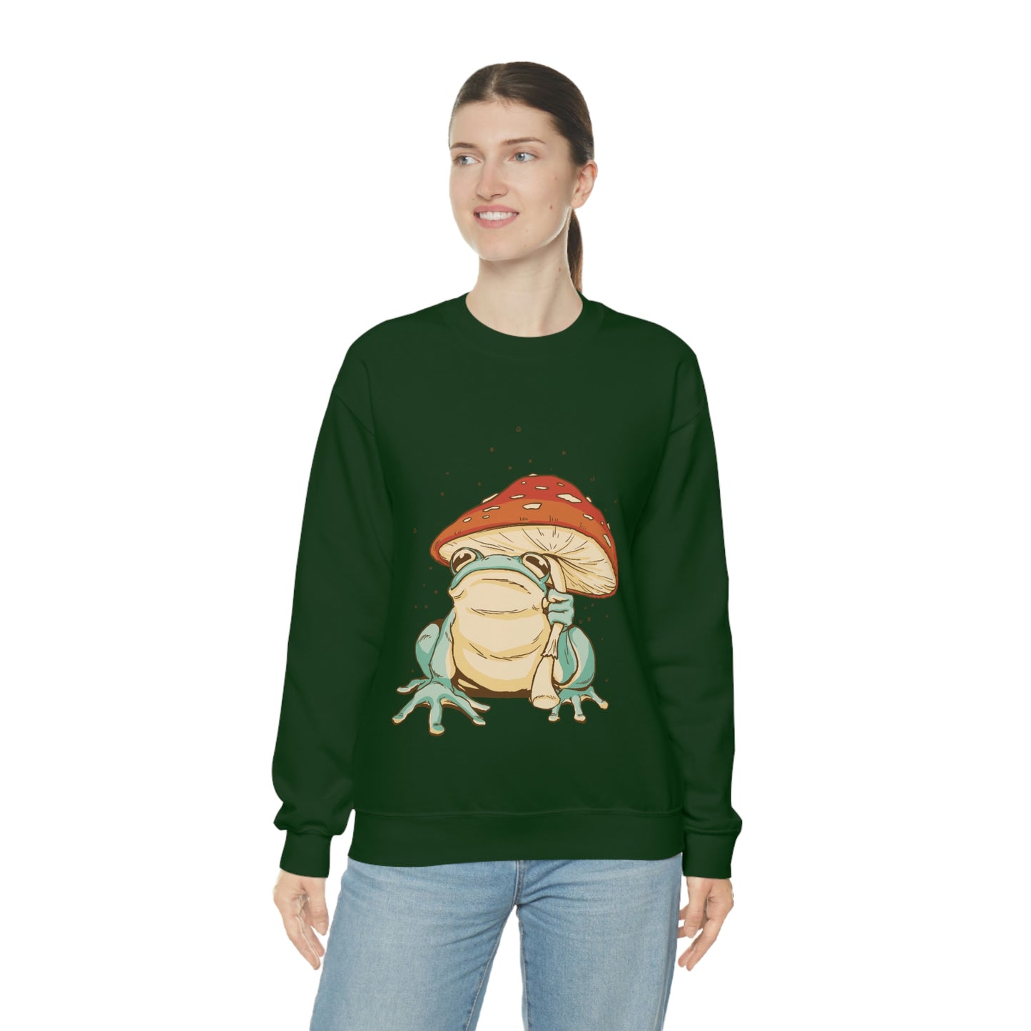 Cottagecore Aesthetic Mushrooms and Frog Sweatshirt