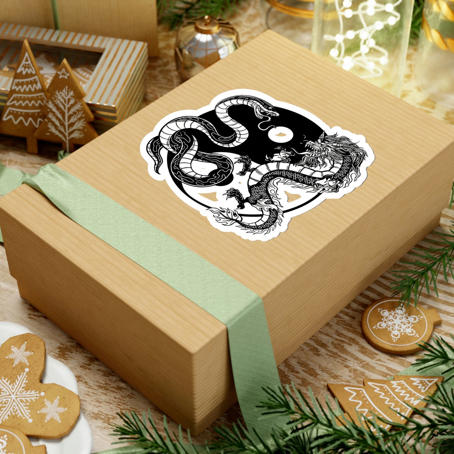 Indie Japanese Art, Japan Streeetwear Retro Ying Yang Dragons Sticker