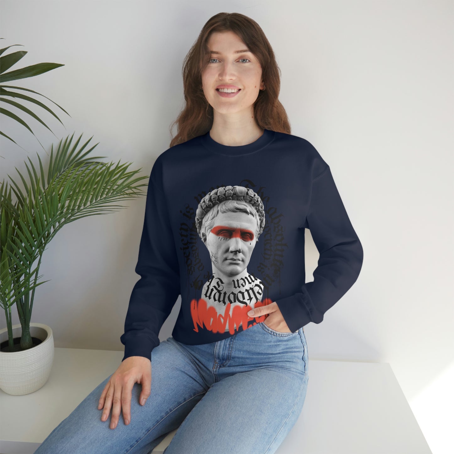 Greek Statue Graffiti Y2k Aesthetic Sweatshirt