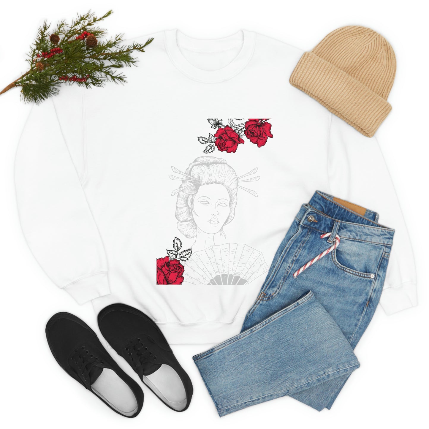 Indie Art Japanese Aesthetic Line Art Geisha Sweatshirt