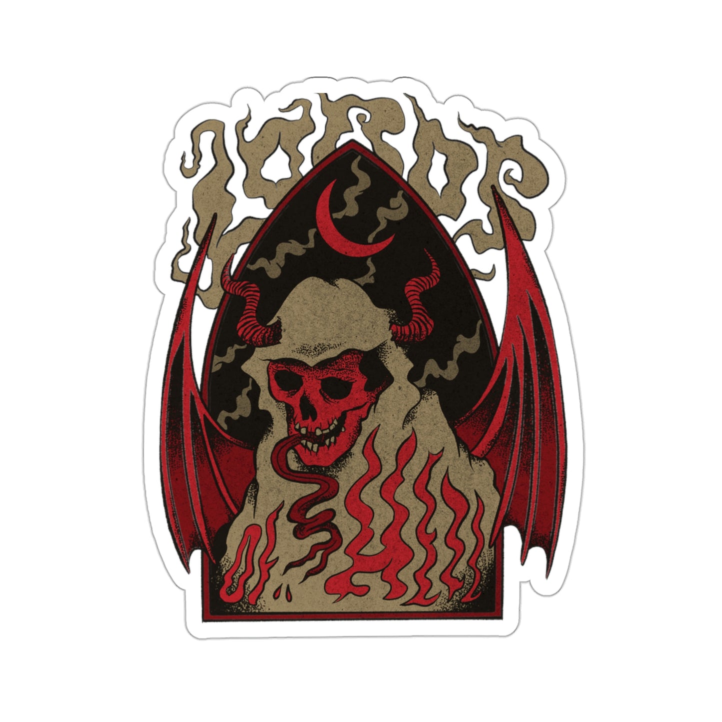 Demon Skull Grunge Sticker