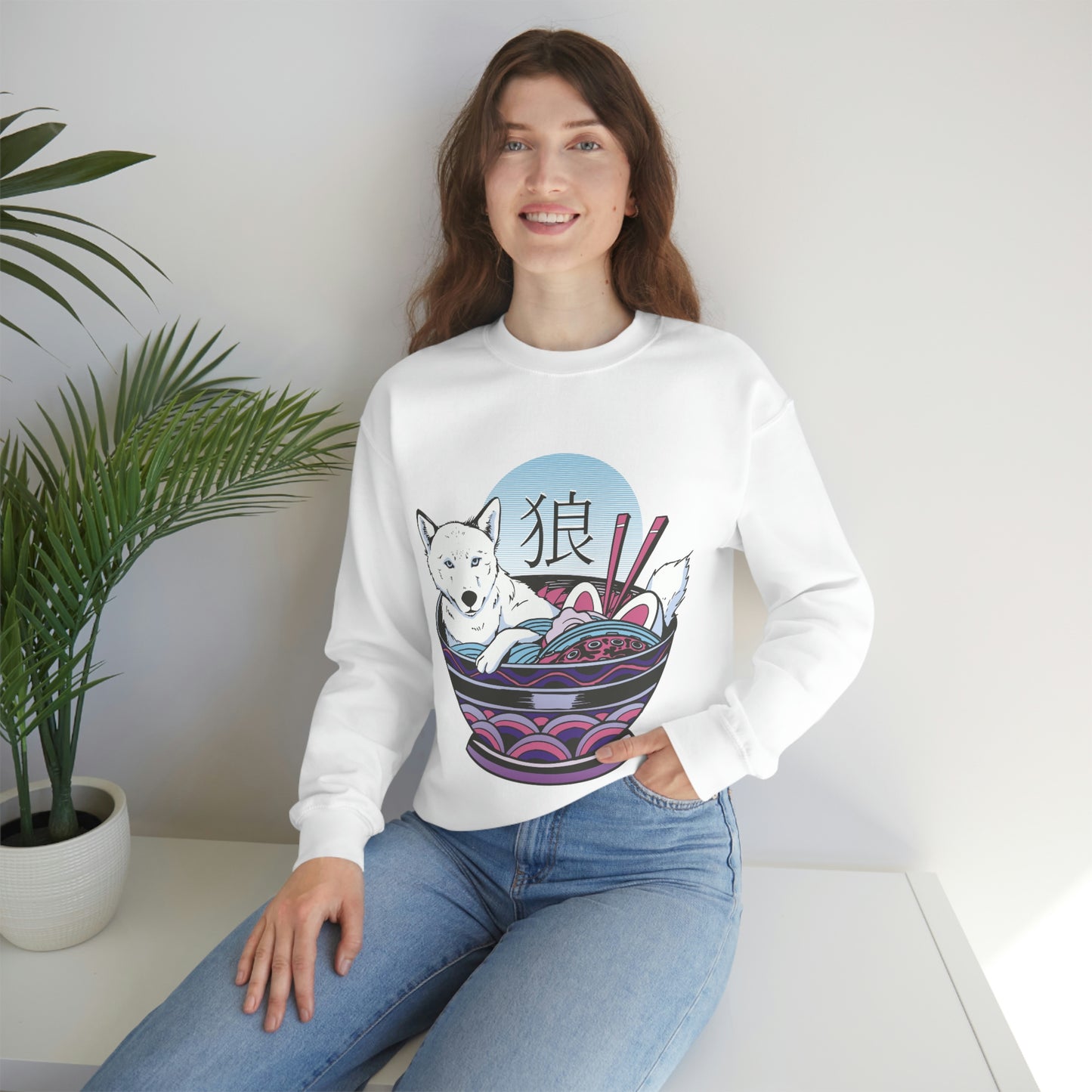 Retrowave Wolf In Ramen, Vaporwave Sweatshirt