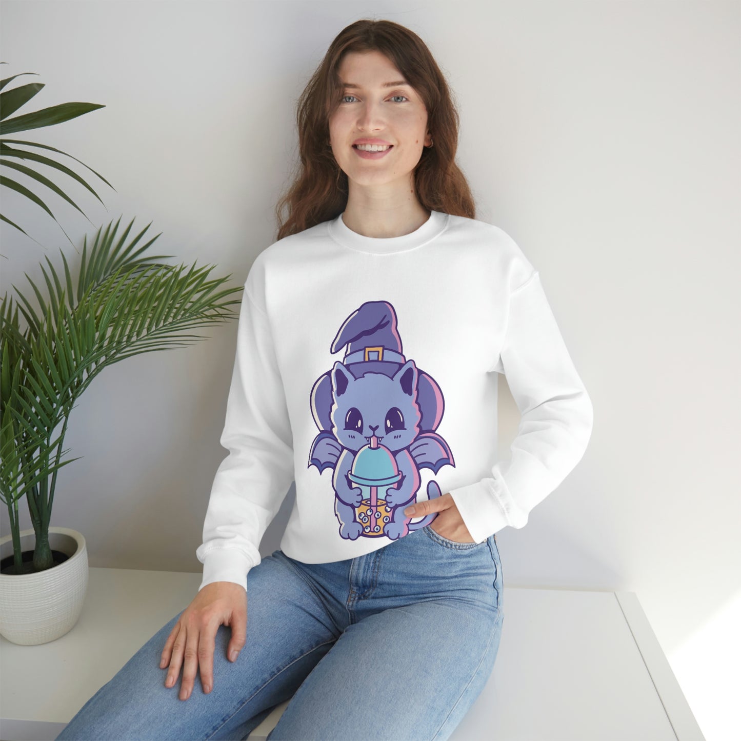 Pastel Goth Cat Witch, Goth Aesthetic Sweatshirt