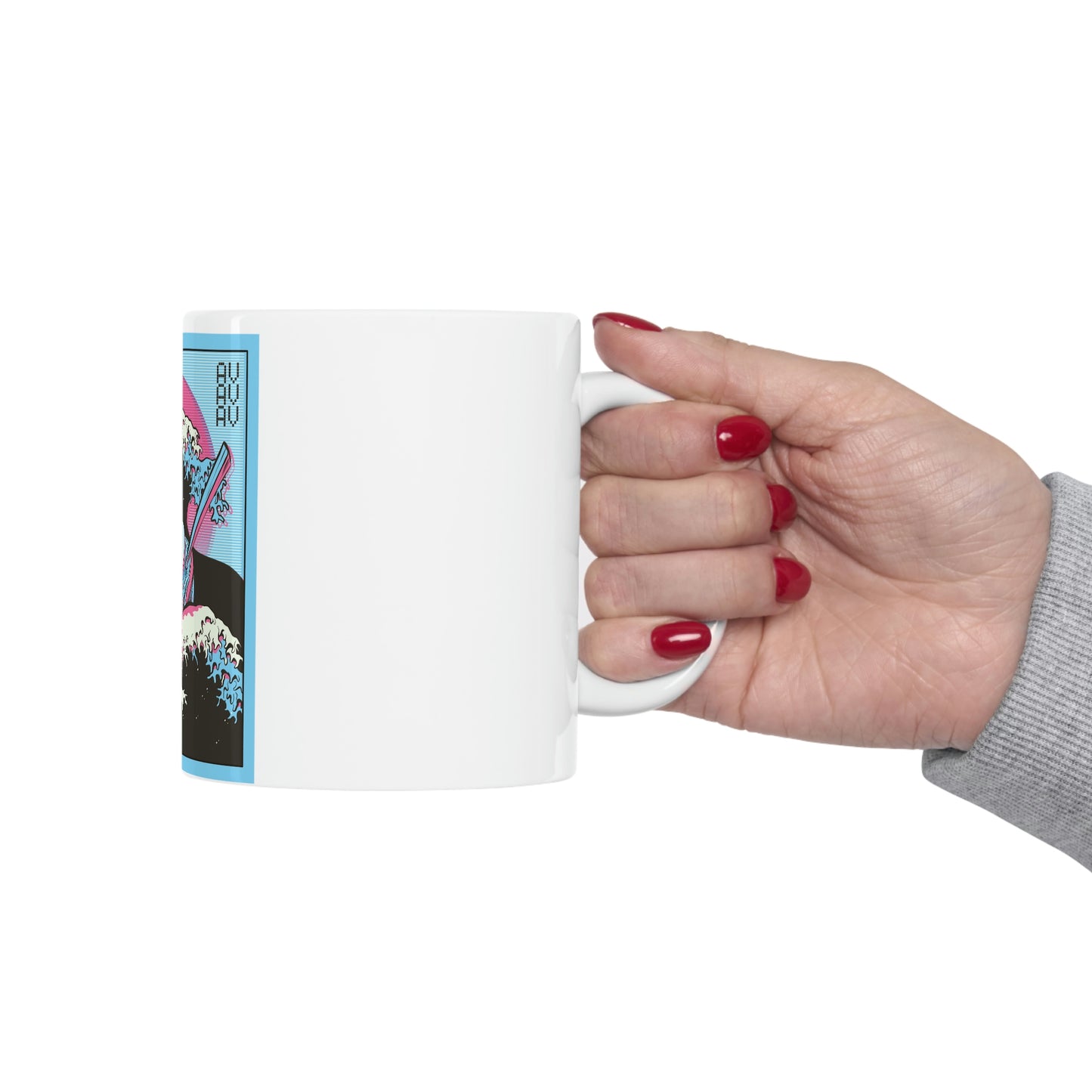 Japanese Aesthetic Ramen Wave Retrowave White Ceramic Mug 11oz