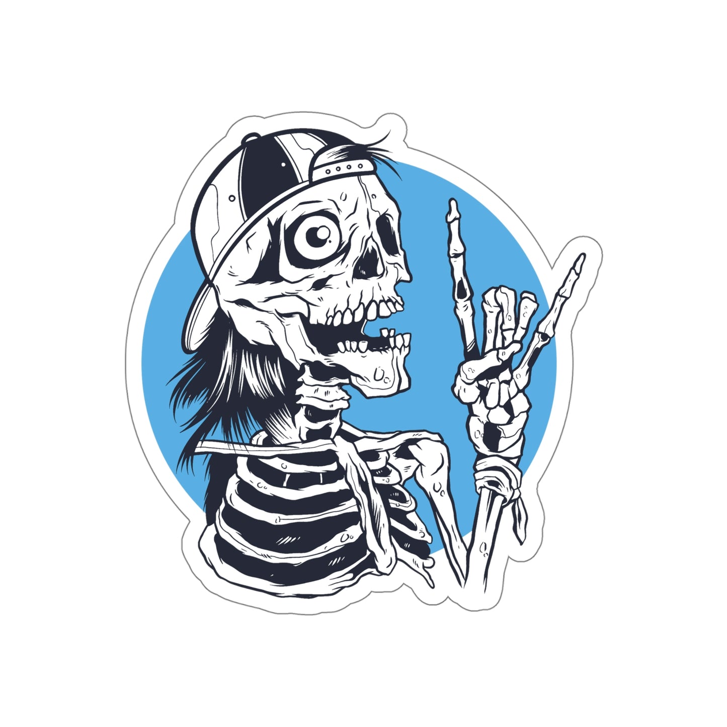Skeleton Rock Sign Skater Sticker