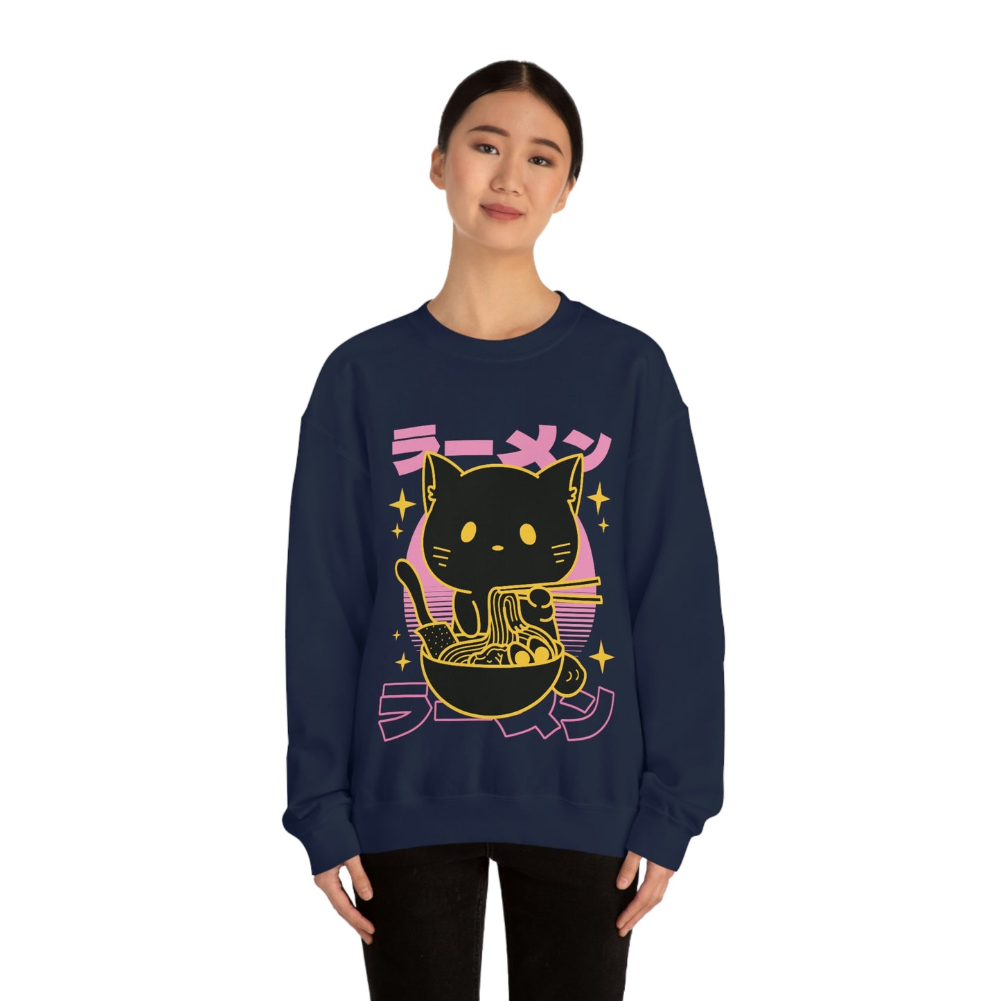 Kawaii Sweatshirt, Kawaii Clothing, Kawaii Clothes, Yami Kawaii Aesthetic, Pastel Kawaii Sweatshirt Cat Ramen Sweater Sweatshirt