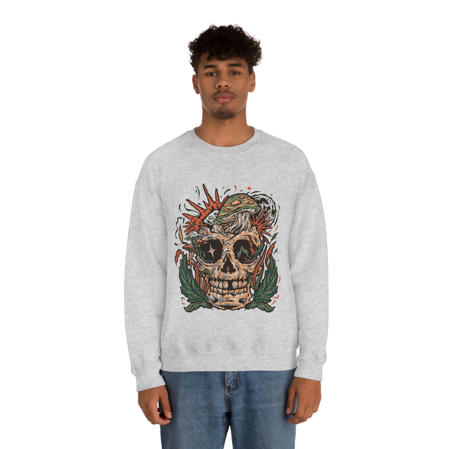 Cottagecore Skull and Mushrooms Floral Sweatshirt