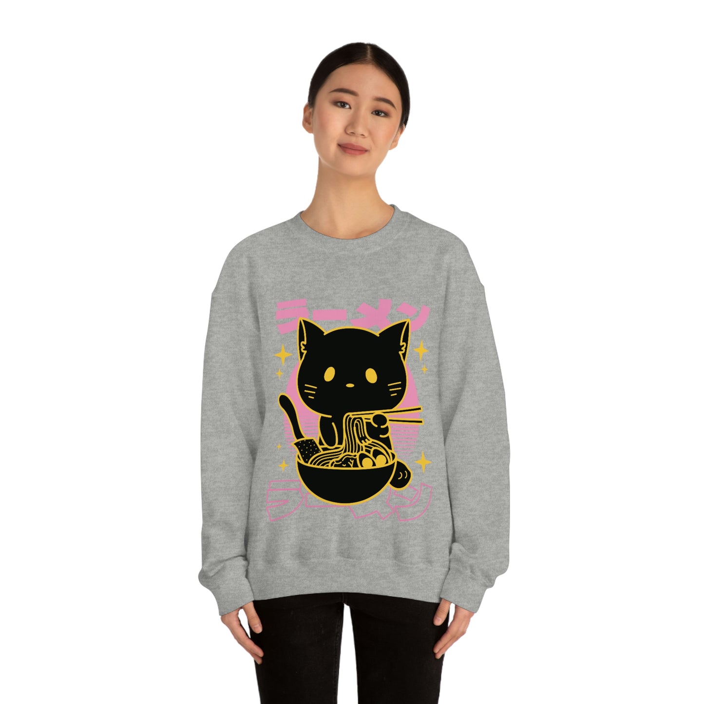 Kawaii Sweatshirt, Kawaii Clothing, Kawaii Clothes, Yami Kawaii Aesthetic, Pastel Kawaii Sweatshirt Cat Ramen Sweater Sweatshirt