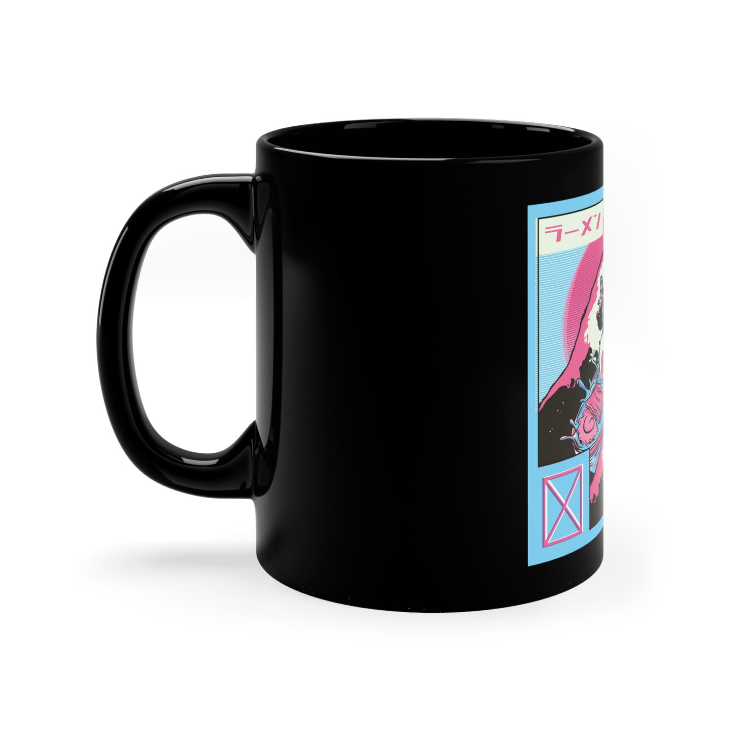 Japanese Aesthetic Ramen Wave Retrowave 11oz Black Mug