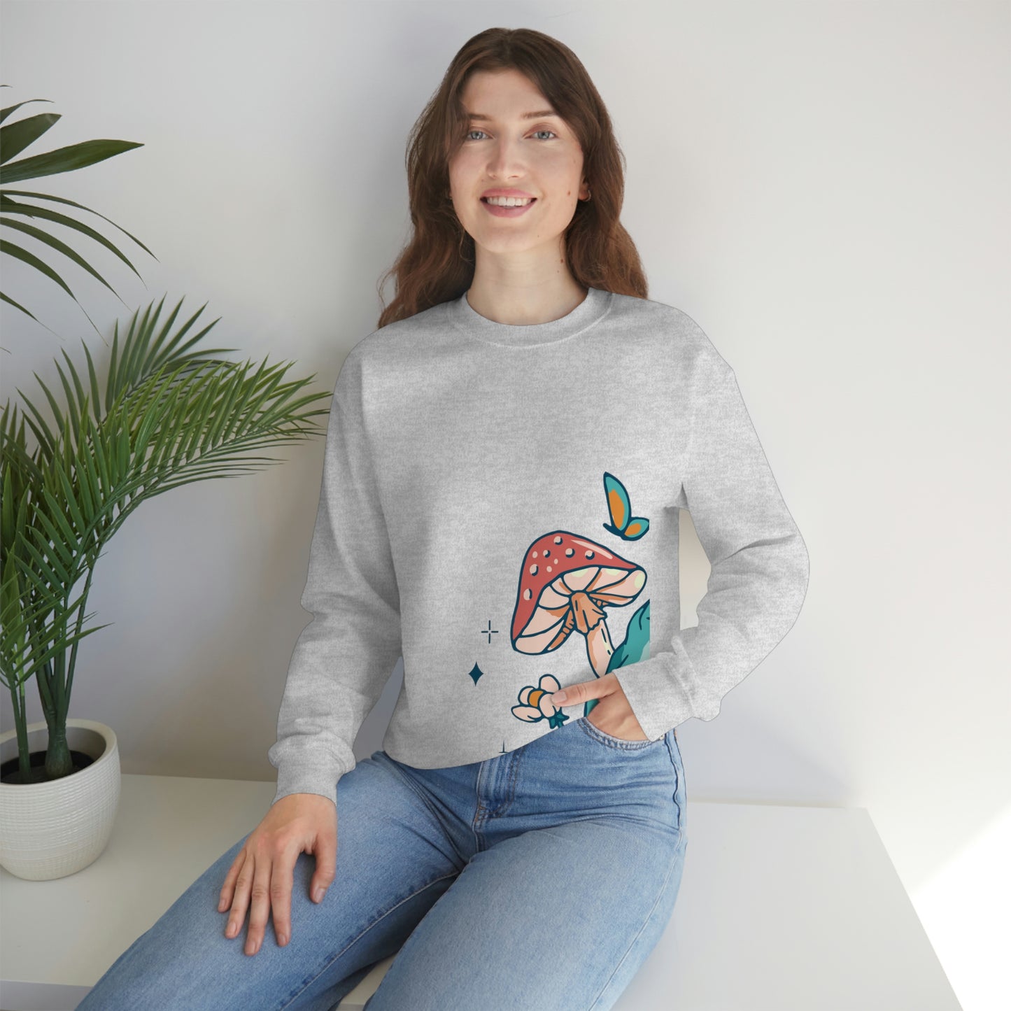 Cottagecore Aesthetic Mushrooms and Frog Sweatshirt
