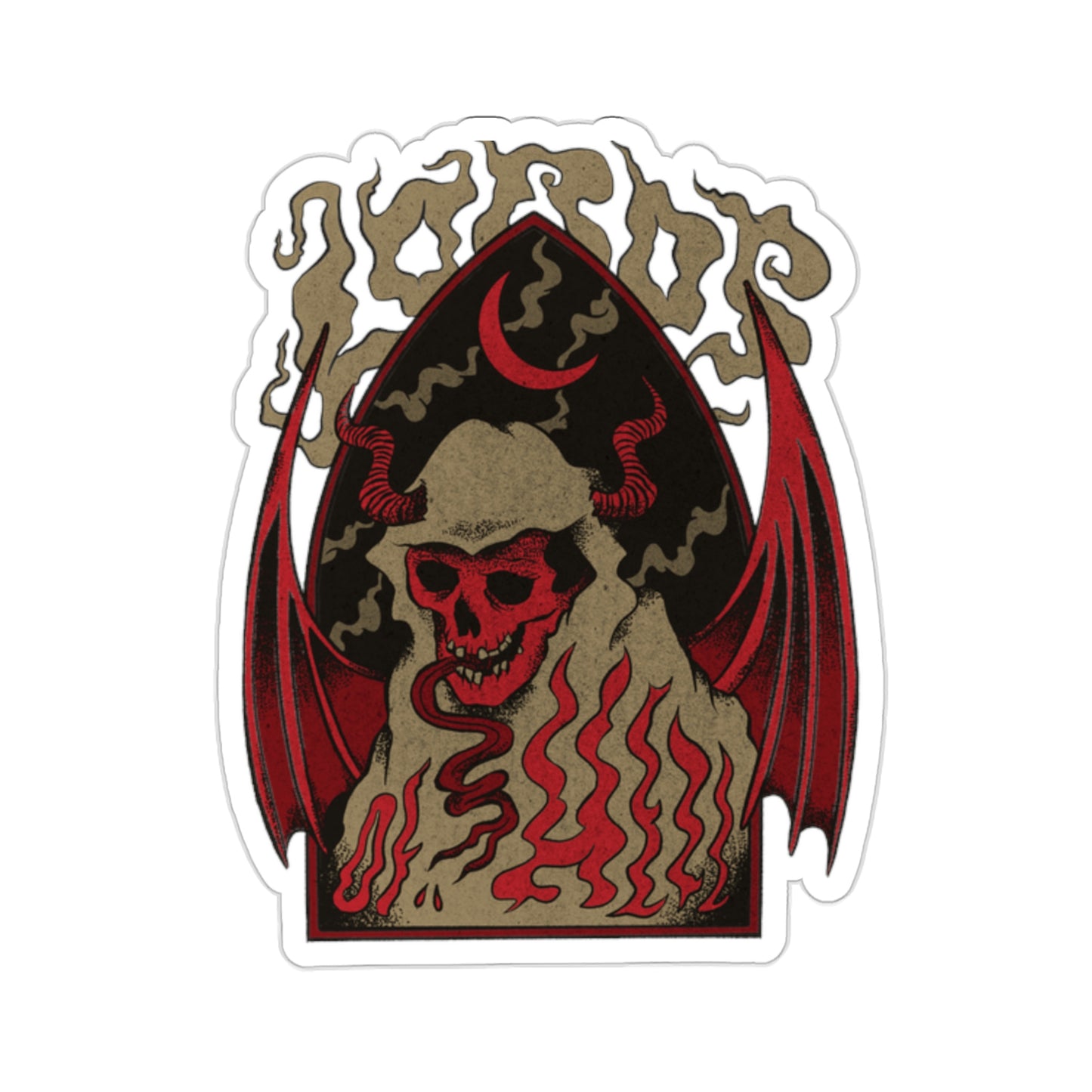Demon Skull Grunge Sticker