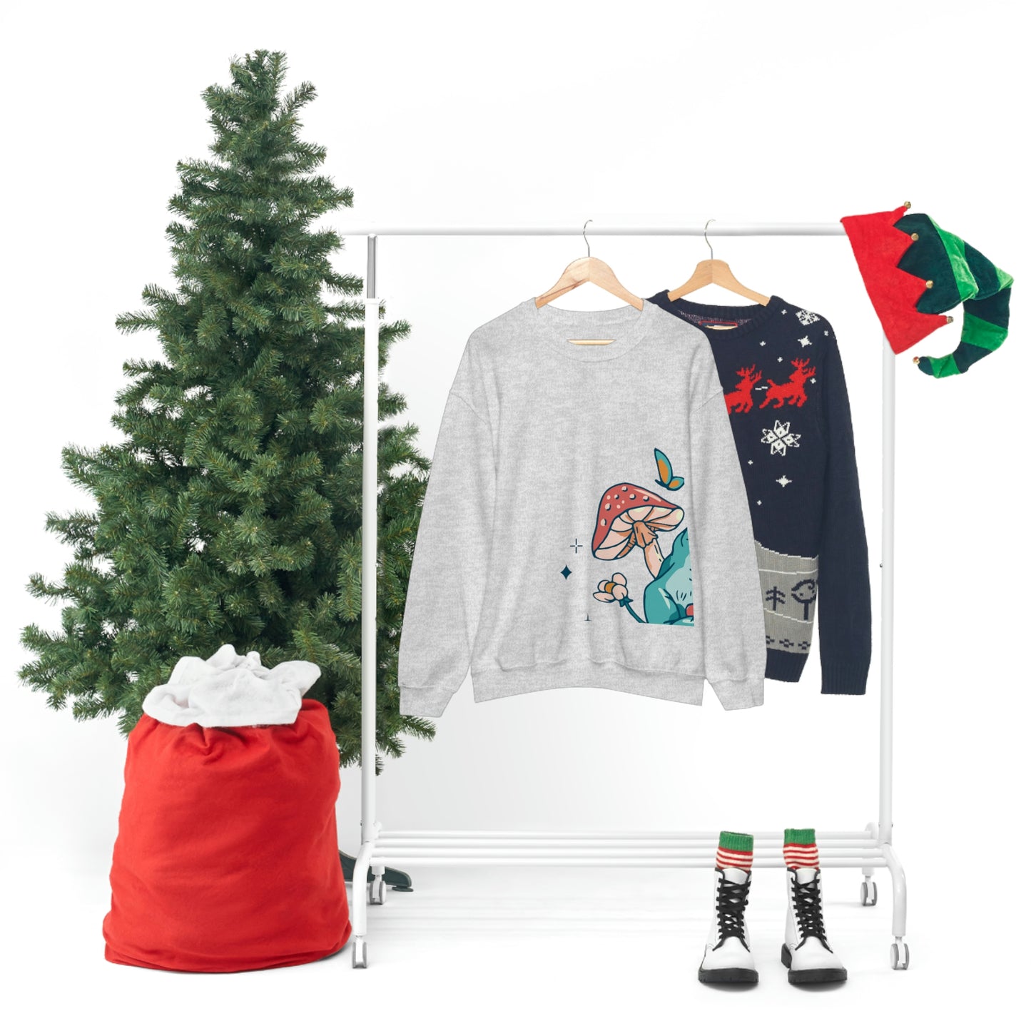 Cottagecore Aesthetic Mushrooms and Frog Sweatshirt
