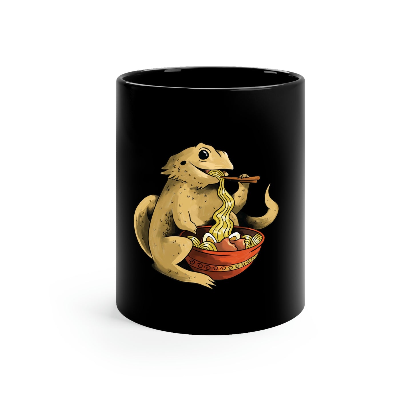 Japanese Aesthetic Bearded Dragon Eating Ramen Mug