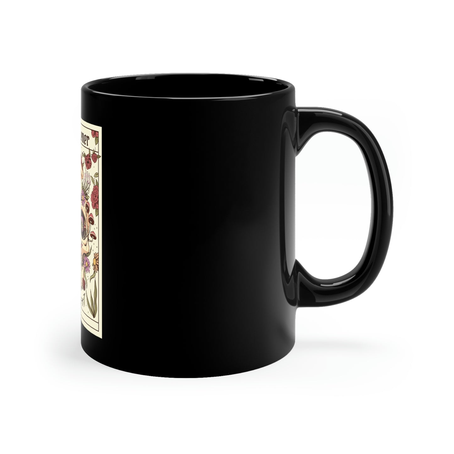 Tarot Card The Gardener Skull 11oz Black Mug
