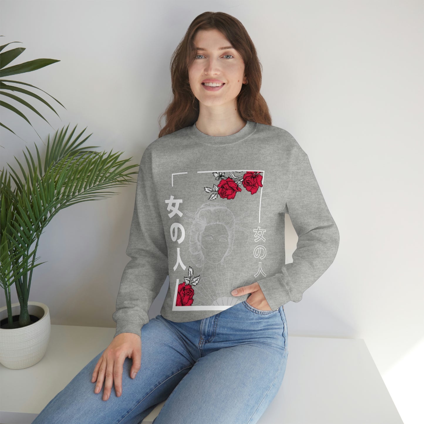 Indie Art Japanese Aesthetic Line Art Geisha Sweatshirt