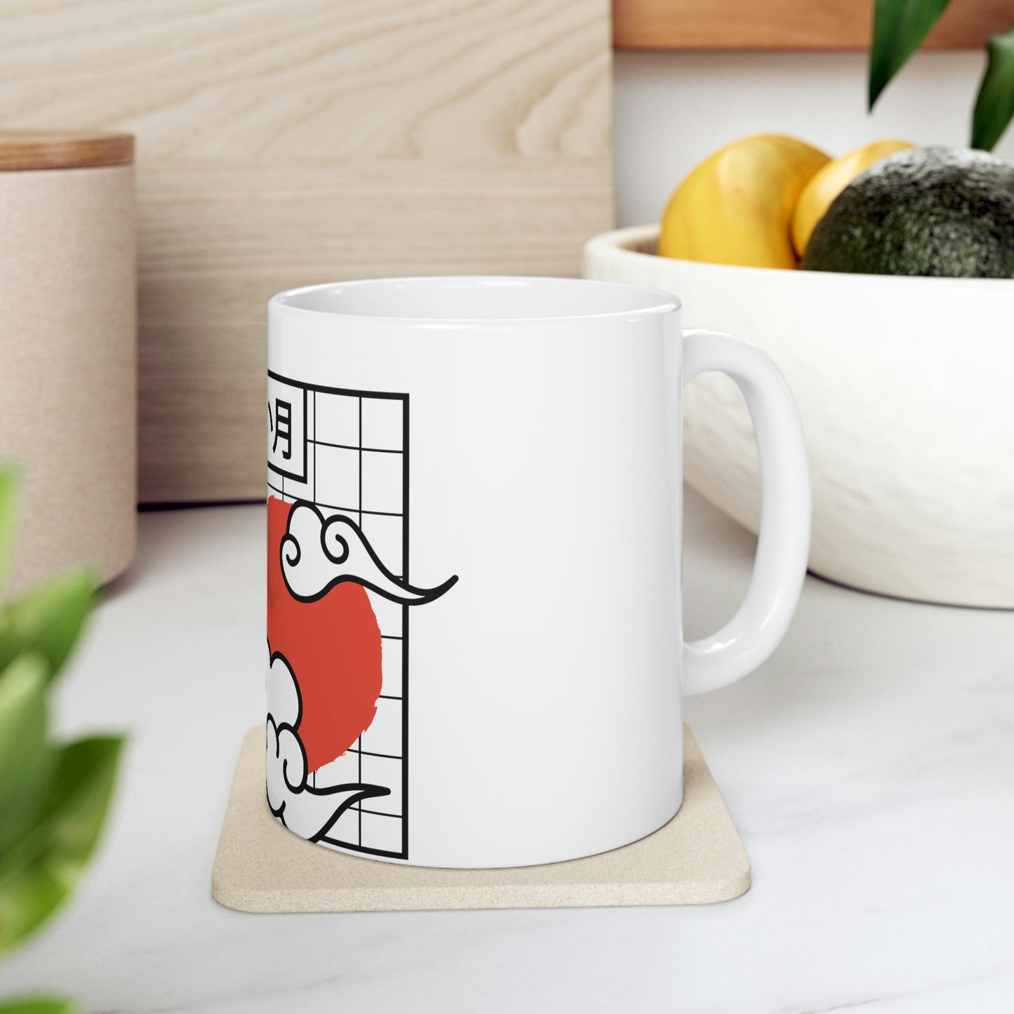 Japanese Aesthetic Redmoon White Mug