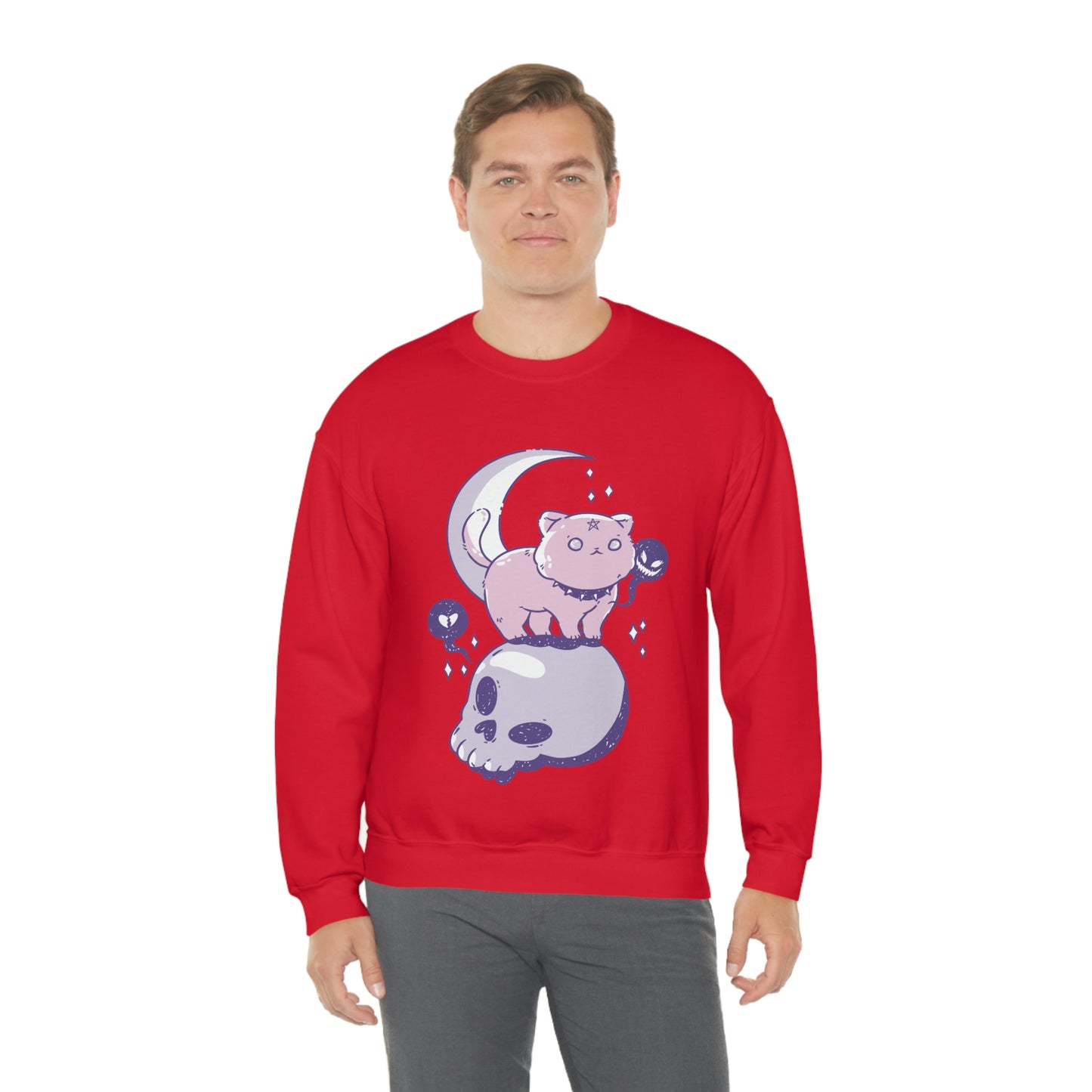 Pastel Goth Cat On Skull Goth Aesthetic Sweatshirt