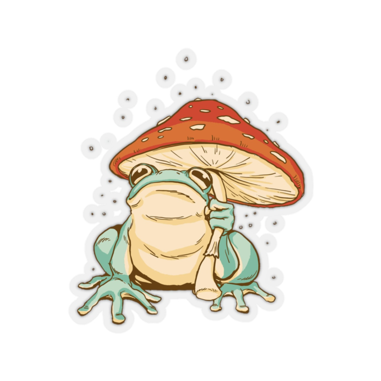 Cottagecore Aesthetic Mushrooms and Frog Sticker