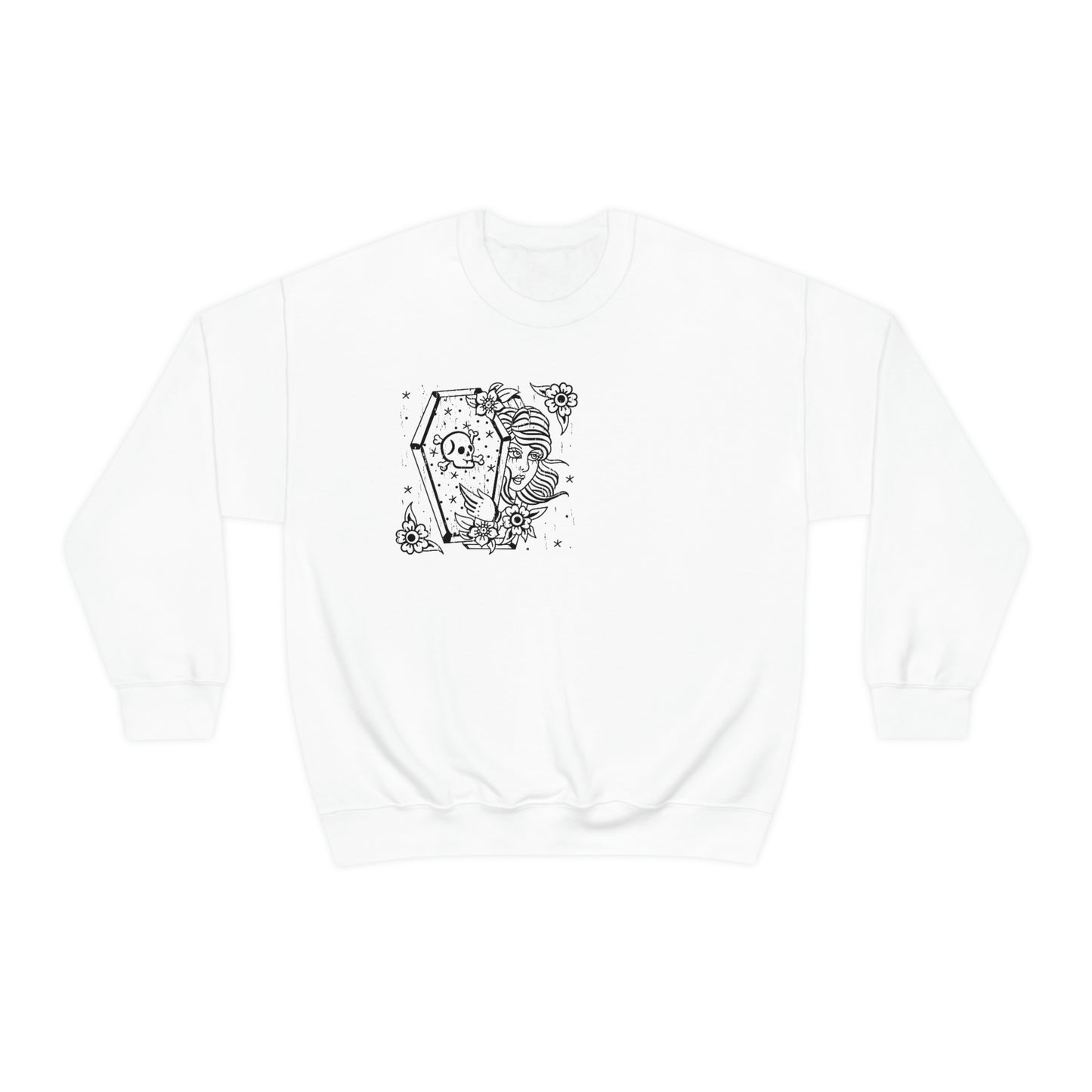 Women Skull Coffinn Line Art Sweatshirt