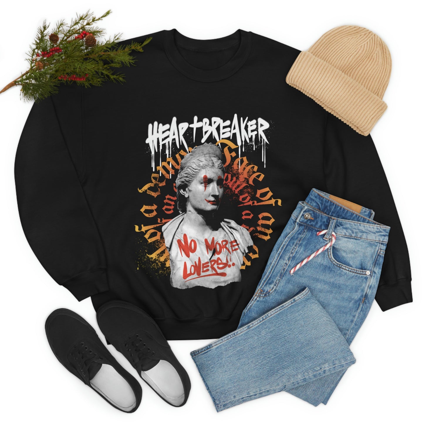 Heartbreaker Greek Statue Graffiti, Y2k Aesthetic Sweatshirt