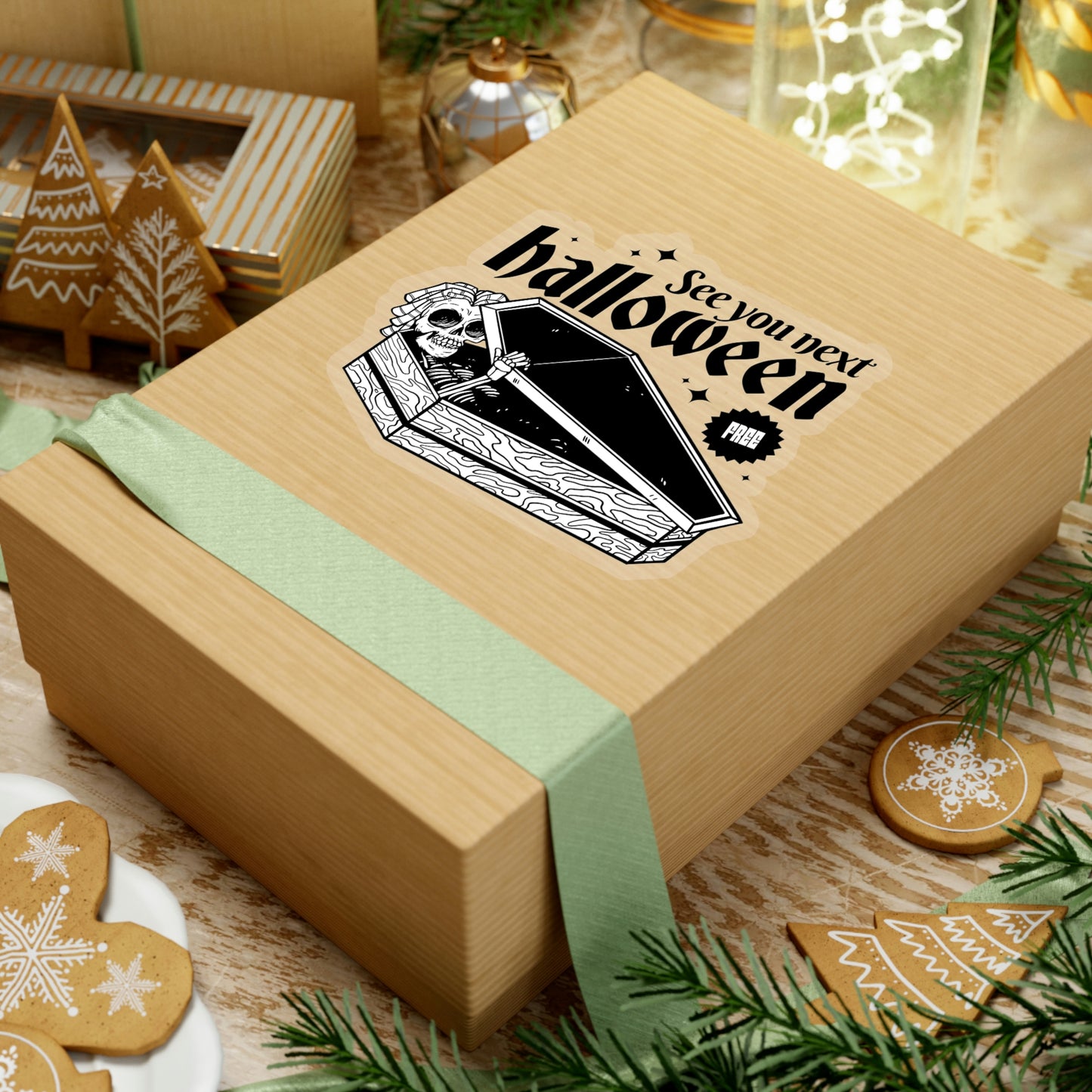 See you next Halloween Skeleton In Coffin Sticker