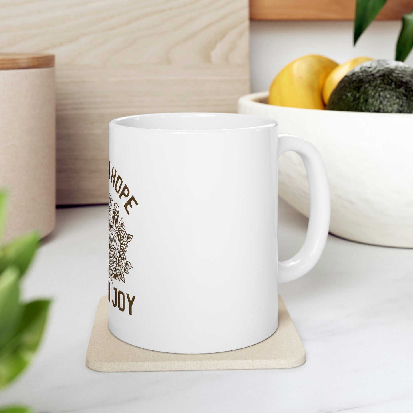 Live with hope die with joy day of the dead skull White Ceramic Mug