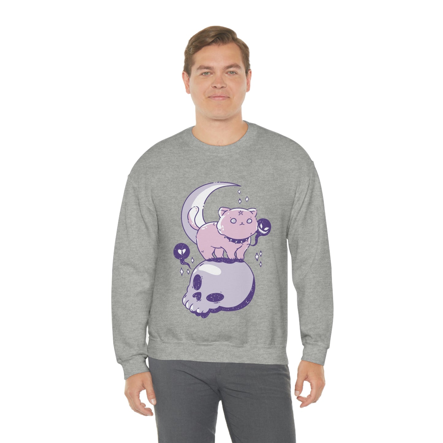 Pastel Goth Cat On Skull Goth Aesthetic Sweatshirt