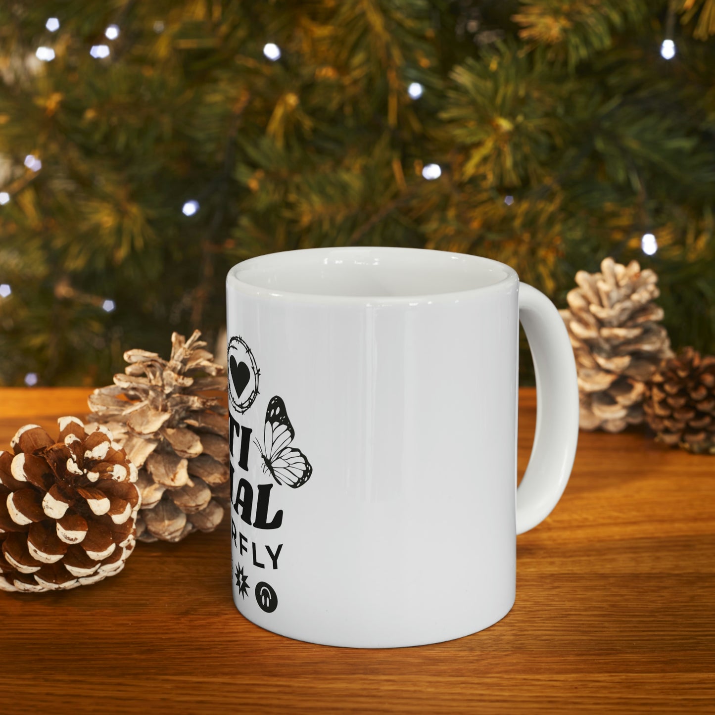 Anti Social Butterfly, Goth Aesthetic White Ceramic Mug