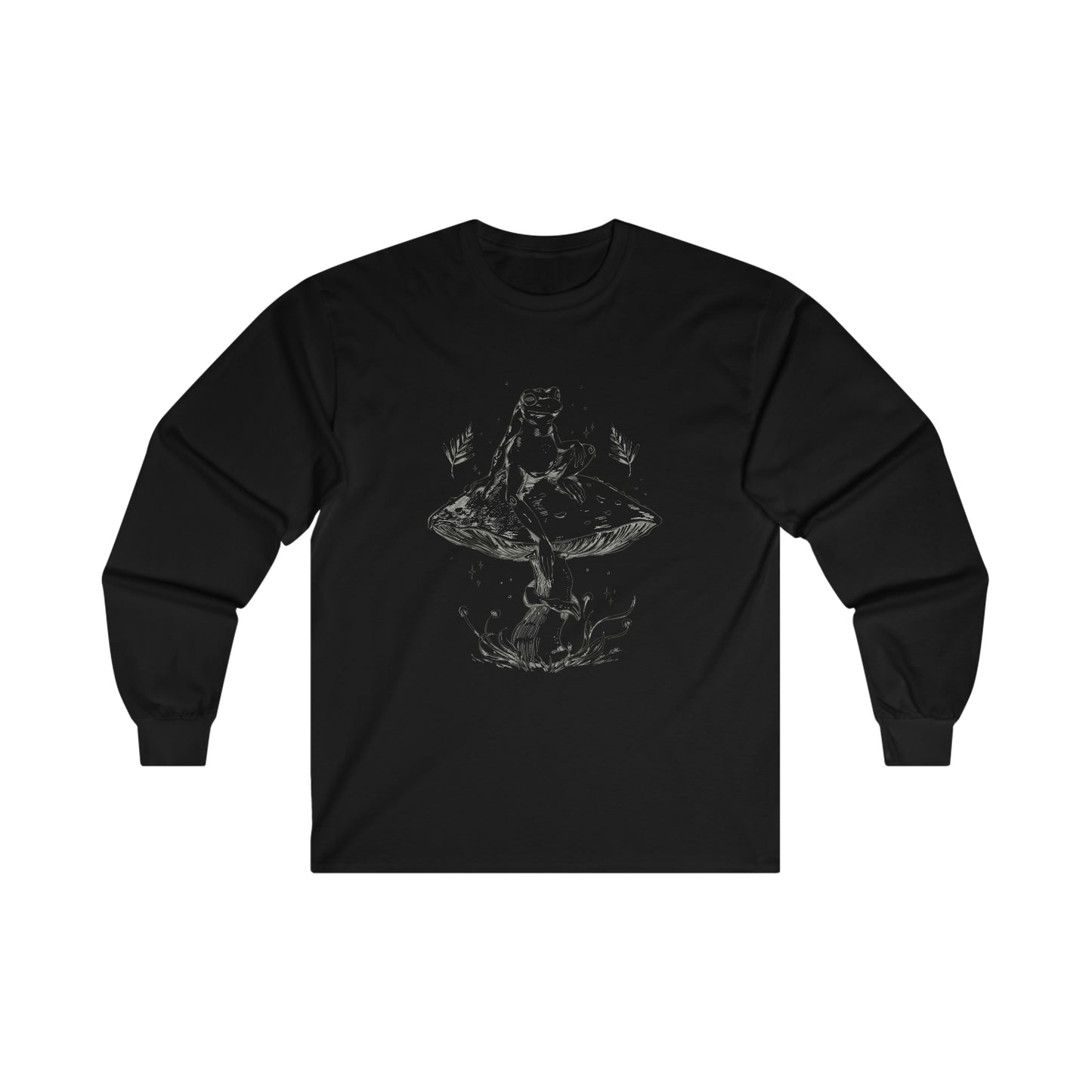 Cottagecore Aesthetic Mushrooms and Frog Long Sleeve Shirt