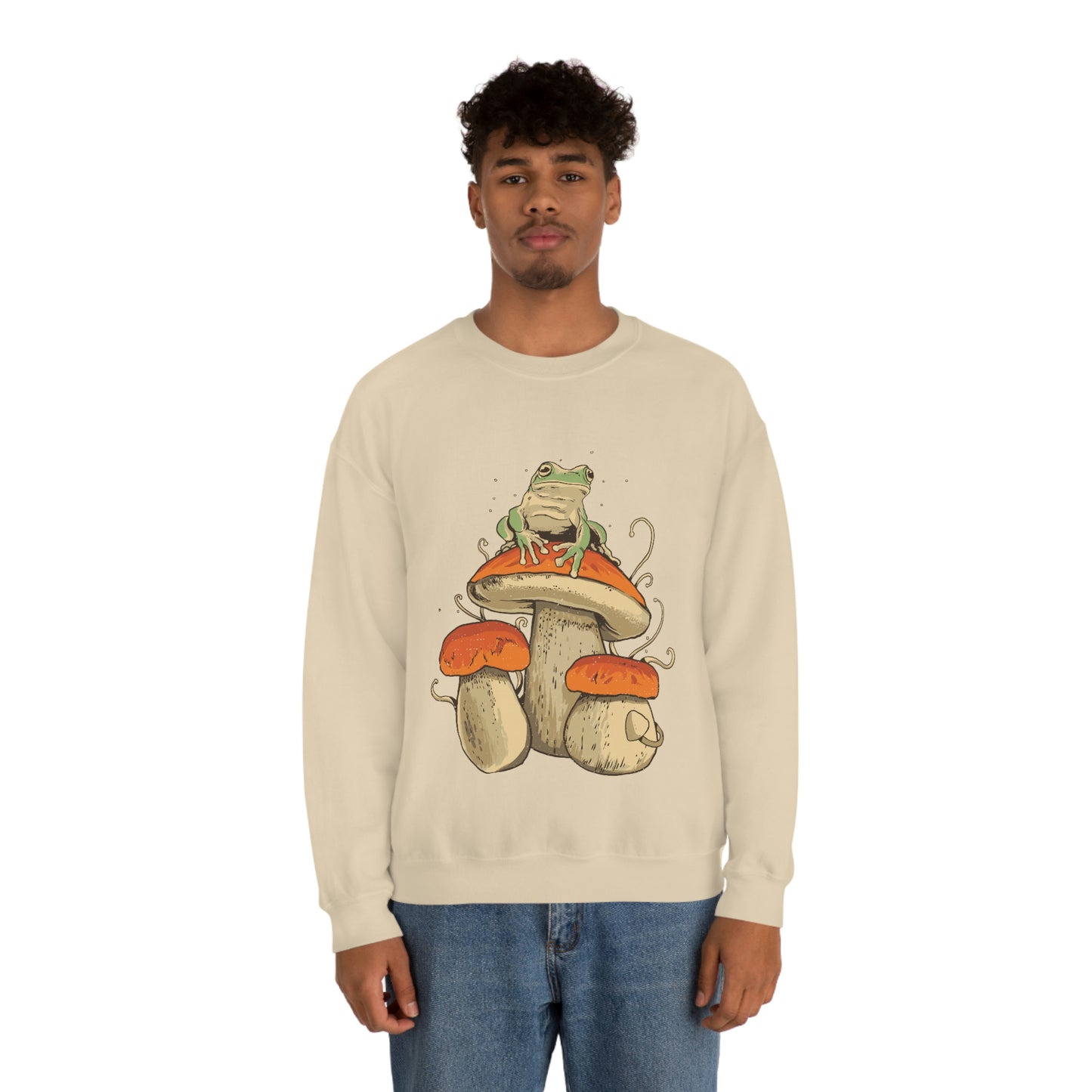Cottagecore Aesthetic Mushrooms and Frog Sweatshirt