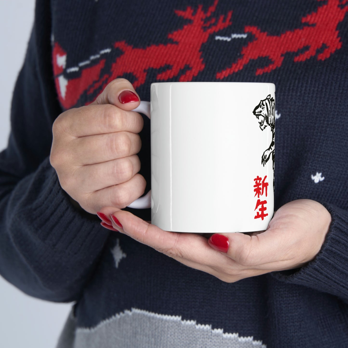 Japanese Aesthetic Tiger White Mug