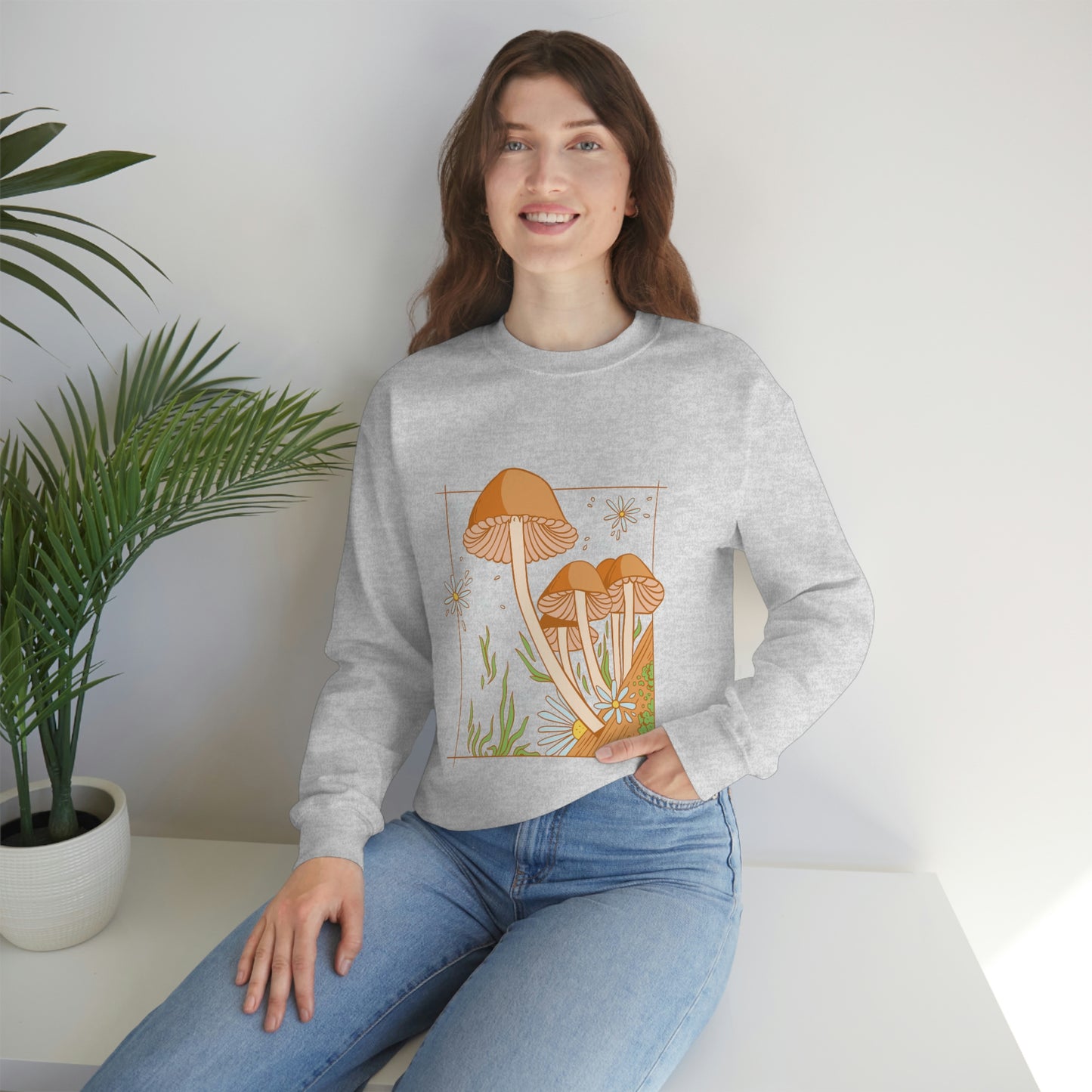 Cottagecore Aesthetic Mushrooms and Frog Sweatshirt